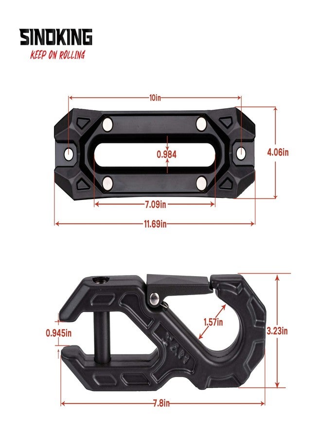SINOKING Winch Fairlead with Tow Hook, Aluminum Hawse Fairlead with Grade 80 Forged Steel Winch Hook, 45000lb Break Strength Winch Fairlead Hook Set for Off-Road Vehicle Recovery - Image 4