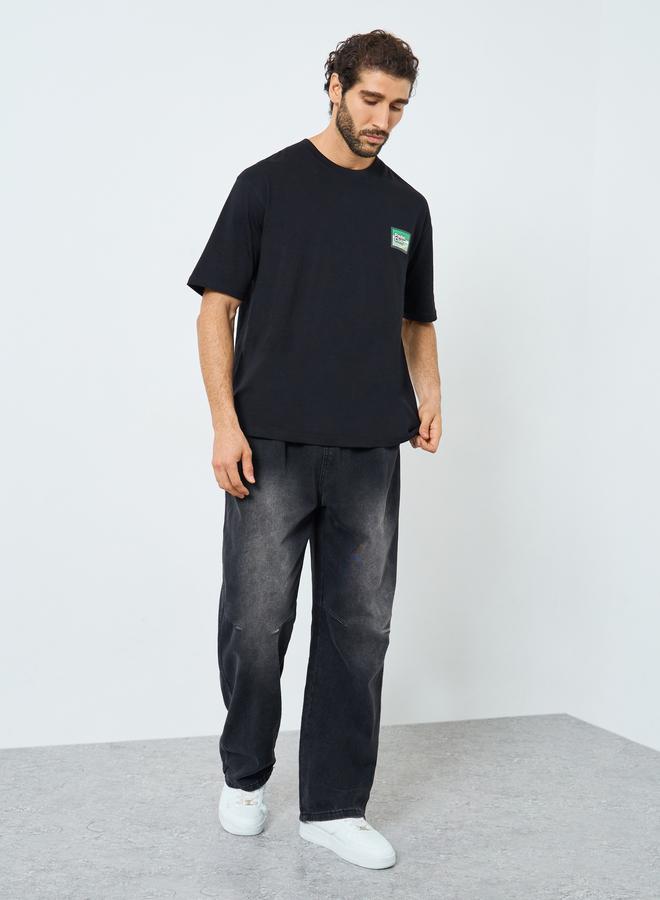 Styli Men Black Graphic Oversized T-Shirt - Image 2