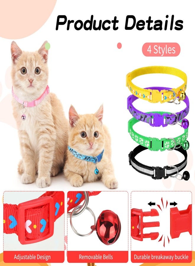 Yunsailing 24 Pcs Cat Collars with Bells for Litter Cat Puppy Soft Nylon Whelping Adjustable Reflective Kitten Collars for Newborn Pets Dogs Kitten, Assorted Colors - Image 3