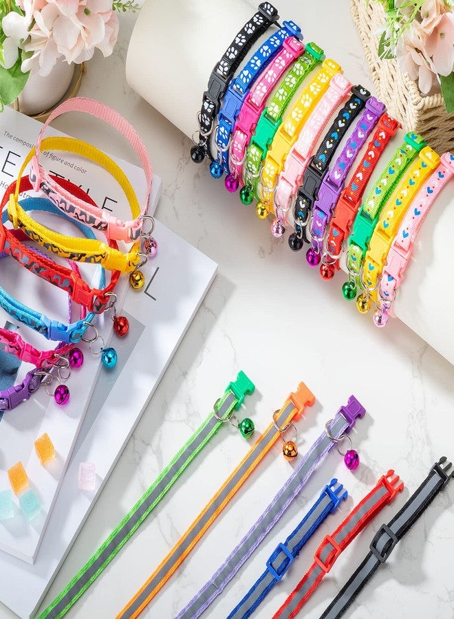 Yunsailing 24 Pcs Cat Collars with Bells for Litter Cat Puppy Soft Nylon Whelping Adjustable Reflective Kitten Collars for Newborn Pets Dogs Kitten, Assorted Colors - Image 4