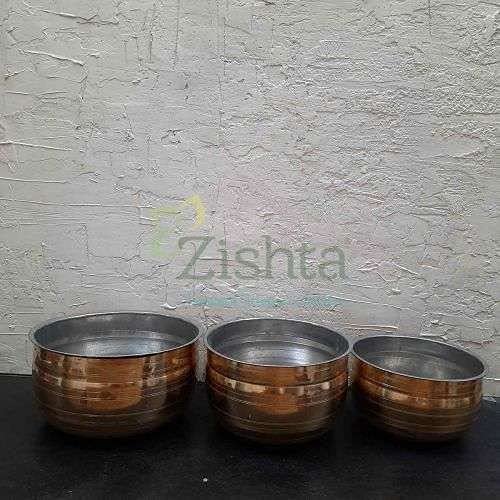 Zishta وعاء زيشطا النحاسي التقليدي اليدوي - صغير | وعاء طهي الكاري / الأرز / البرياني | وعاء، أدوات الطهي، أدوات المائدة و أدوات التقديم للمنزل، الفنادق والمطاعم (القطر: 20 سم، السعة: 2.0-2.2 لتر، الارتفاع: 10 سم، الوزن: 0.6 كجم) - Image 3
