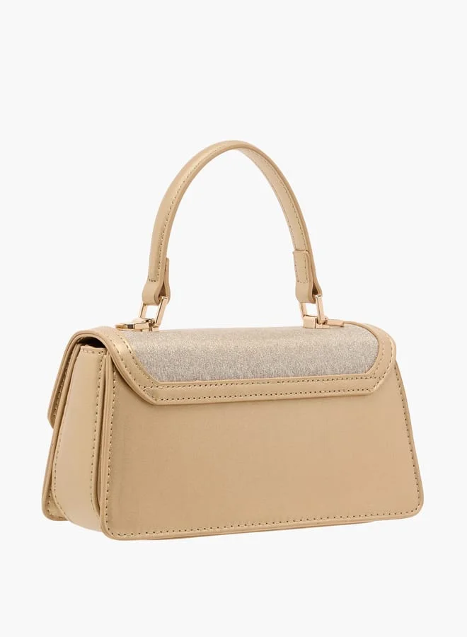 Flora Bella By Shoexpress Women Panelled Satchel Bag with Detachable Strap and Button Closure