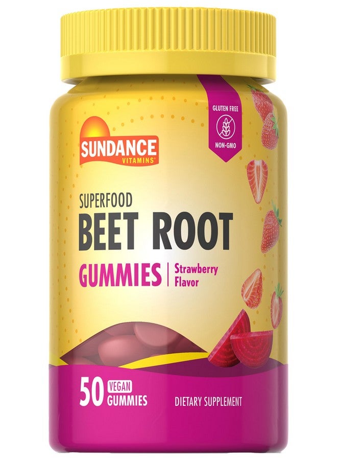 Sundance Beet Root Gummies | 50 Count | Strawberry Flavor | Superfood Supplement | Vegan, Non-GMO, and Gluten Free - Image 1