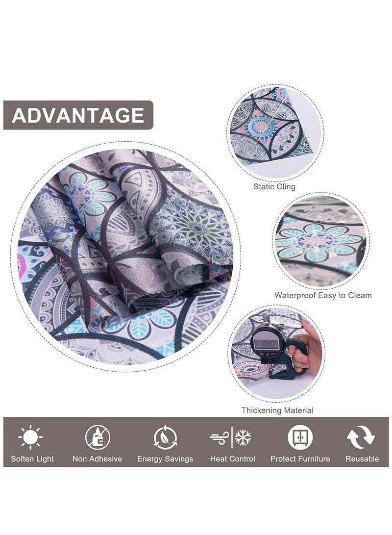 Non-Adhesive Static Cling Decorative Window Film - Stained Glass Privacy Film for Bathroom Shower Doors, UV Protection & Heat Control (45x200cm) - Image 2