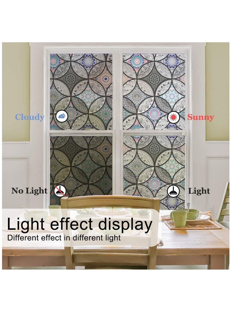 Non-Adhesive Static Cling Decorative Window Film - Stained Glass Privacy Film for Bathroom Shower Doors, UV Protection & Heat Control (45x200cm) - Image 4