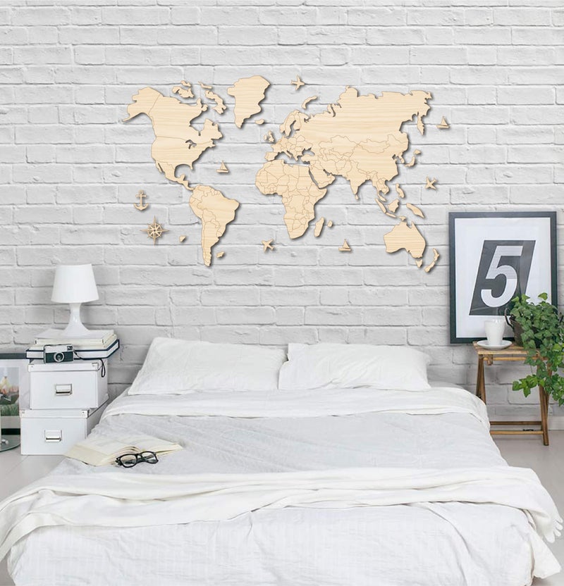 AD INFINITUM® 3D Wooden World map | Home Decor | Office Decor | a great gift for travellers | wall decor (Country Borders Without Name, 3 x 2 feet) - Image 4