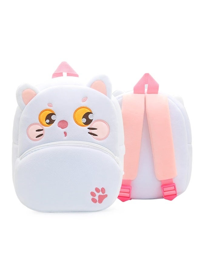 Cute Toddler Backpack,Cartoon Cute Animal Plush Backpack Toddler Mini School Bag for Kids Age 2-4 Years Old(White Cat)  - Image 5