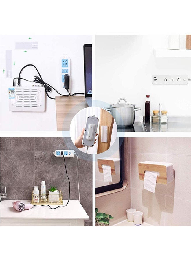 NIBEMINENT 3-Piece Self Adhesive Wall Mount Power Strip Fixator Set White 10x4cm  - Image 5