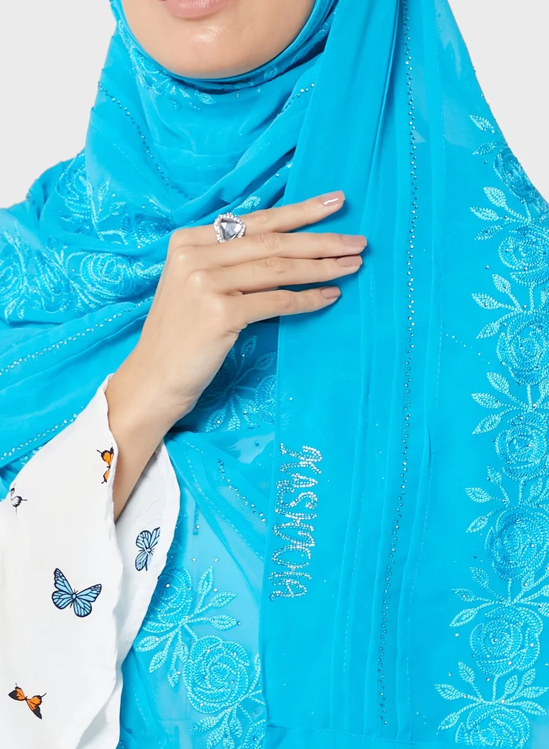 KASHKHA Chiffon Hijab With Stone Work