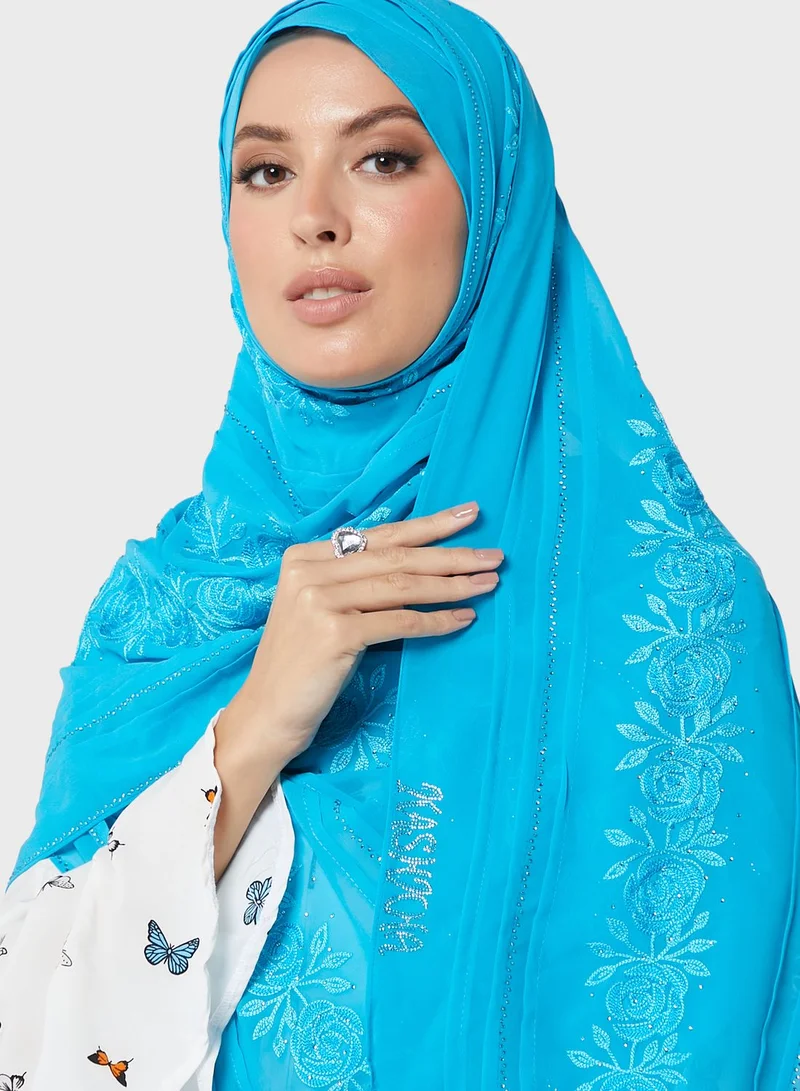 KASHKHA Chiffon Hijab With Stone Work