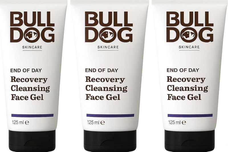 Bulldog Skincare End Of Day Recovery Cleansing Gel for Men Face Wash 125ml x 3 Pack