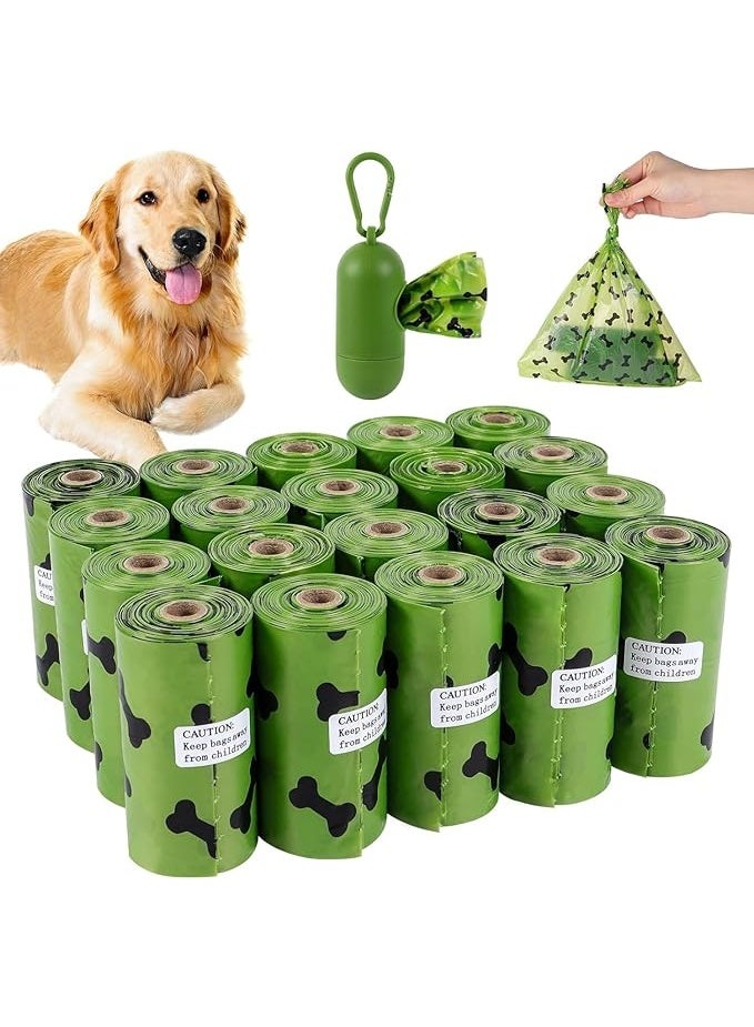SKY-TOUCH Dog Poop Bags – 20 Rolls (300 Bags) with Adjustable Green Dispenser | Extra-Thick, Strong & 100% Leak-Proof Biodegradable Waste Bags for Dogs & Pets - Image 1
