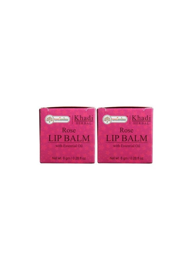 KHADI RISHIKESH Ayurvedic Rose Lip Balm For Moisturises Dry Lips-eals Chapped Lips.-Regular use-Combo Set Pack Of - 8GM x 2 (16GM) - Image 1