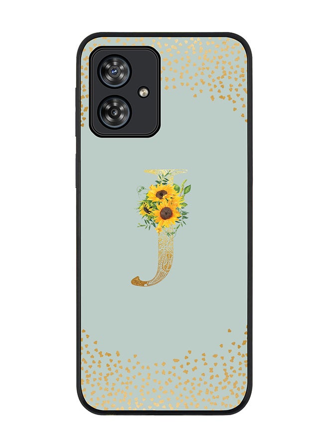 Stylizedd Rugged Black Case for Motorola Moto G54 / Motorola Moto G54 Power / Motorola Moto G64 5G,Custom Monogram Letter Floral Alphabet - J(Light Grey) - Image 1