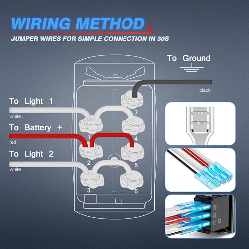 MICTUNING LS09901 7 Pin Momentary Laser Rocker Switch Winch in/Out, 20 Amp/12V, Black - Image 5