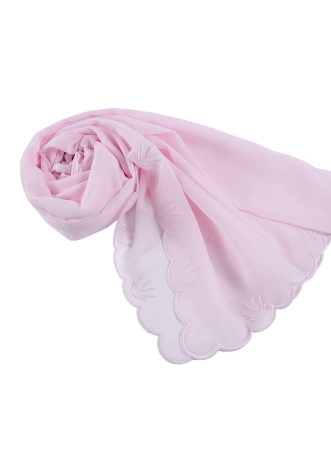 Four Sided Leaf Embroidered Plain Chiffon Square Scarf, Headscarf, Arabic Scarf - Image 1