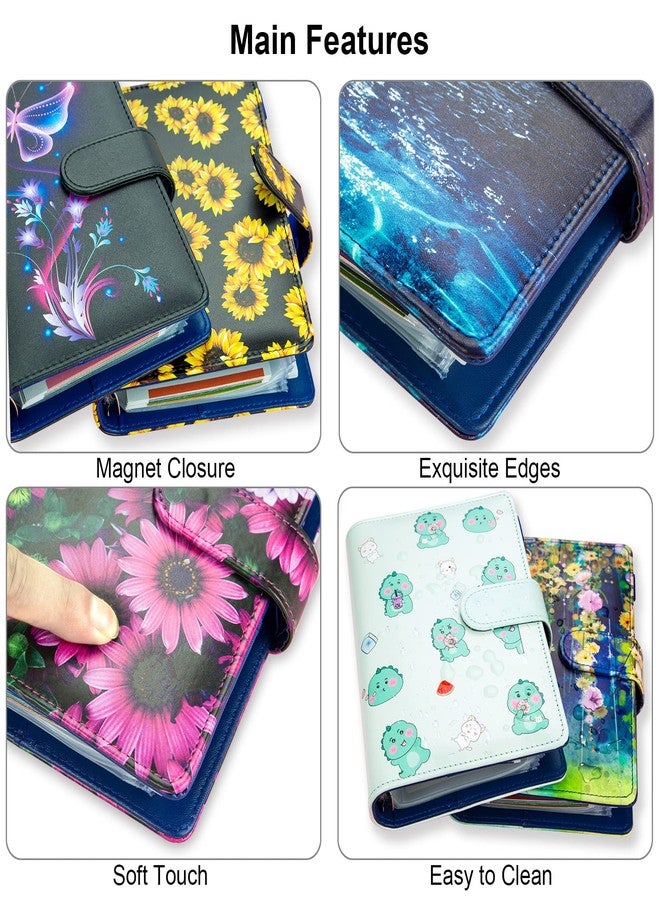 VINEBURY Budget Binder, A6 PU Leather Budget Binder with Zipper Envelopes, Cash Envelopes for Budgeting Money Organizer for Money Saving Planner Book Cover -Cute Dinosaurs - Image 2