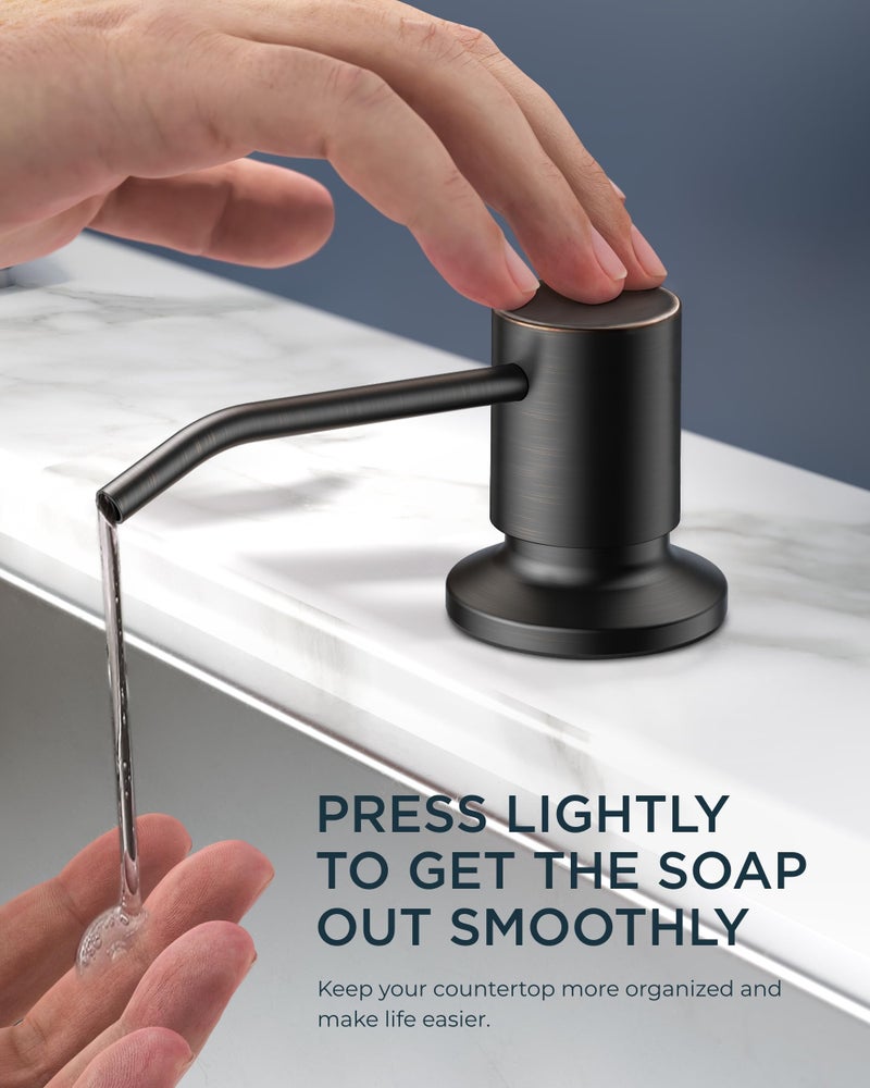 FORIOUS Kitchen Faucet with Soap Dispenser and Pull Down Sprayer, Bar High Arc Single Handle Classic 3 Modes Stainless Steel Faucet for Kitchen Sink Farmhouse RV Laundry Camper, Oil Rubbed Bronze - Image 4