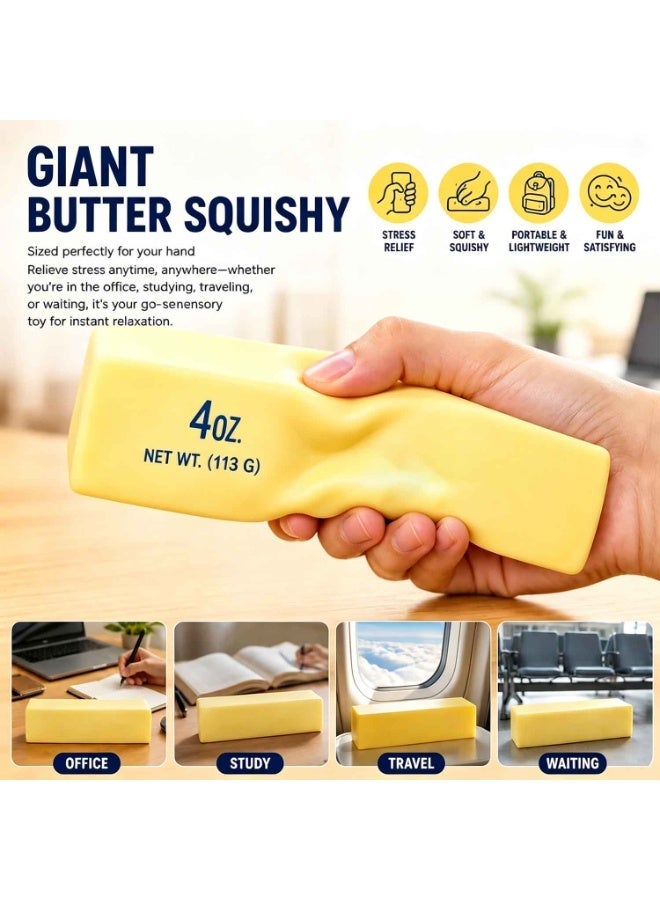14cm Butter Squishy,Butters Squeeze Stress Balls,Soft Slow Rising Fidget Sensory Squeeze,Anxiety ADHD Autism Office Desk Toy, Adult Office Anxiety Relief Dough Decompression Gift (1pc) - Image 2