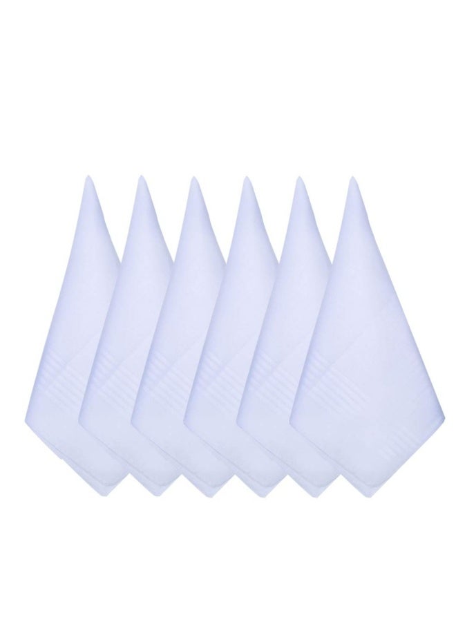 6 Pack White Cotton Handkerchiefs for Men, Soft Large Pocket Squares with Satin Border, 16 x 16 Inches  - Image 1