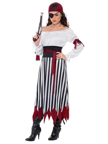 Smiffys Pirate Lady Costume, Black & White, S - US Size 6-8 - Image 1