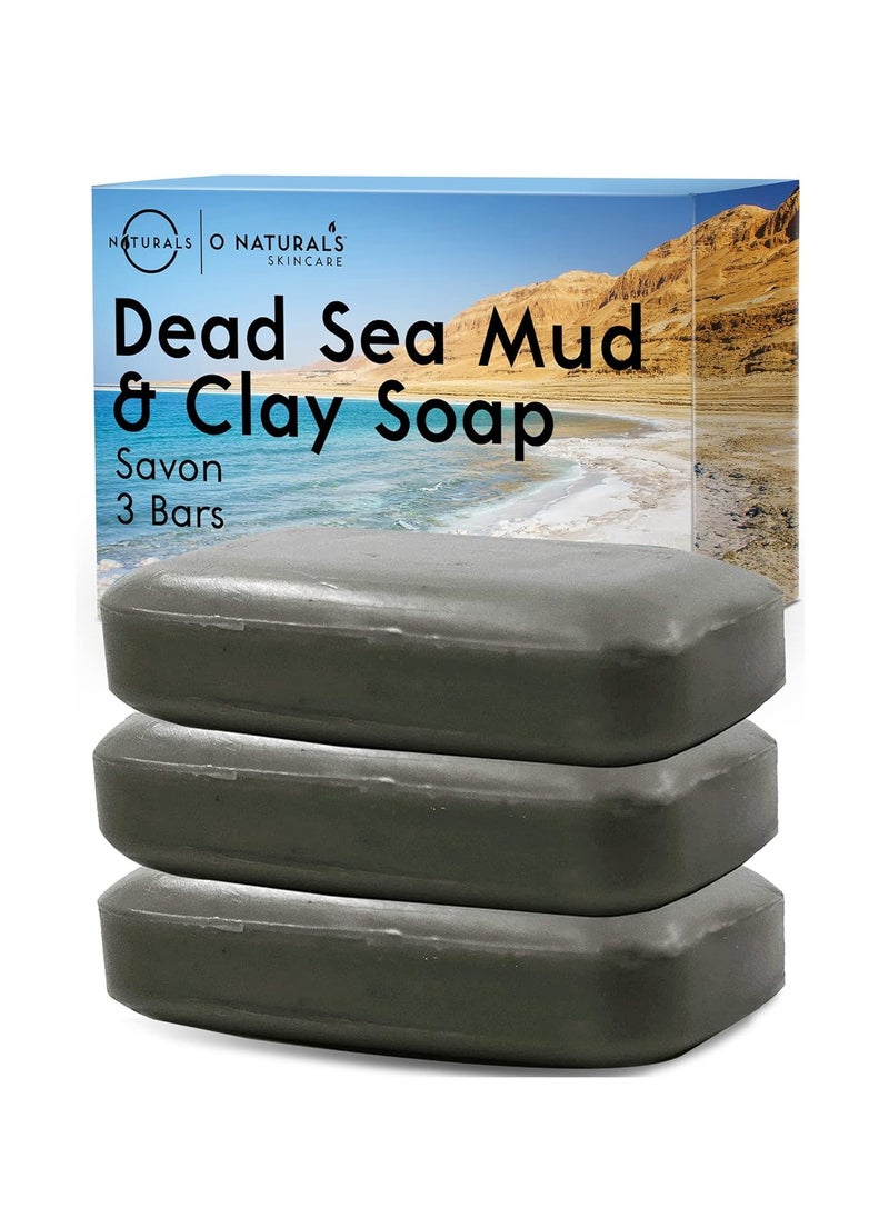 O Naturals - O Naturals 3PCS Dead Sea Salt Mud & Clay Natural Bar Soap - Helps Acne Prone Skin - Scalp Exfoliator - Organic & Vegan Dead Sea Mud Soap - Natural Soap for Men & Women - 4 oz - Image 1