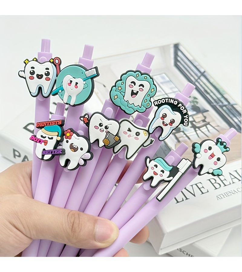 11 Random Style Push Button Ballpoint Pens Black Ink 1.0mm Medium Point - Image 1