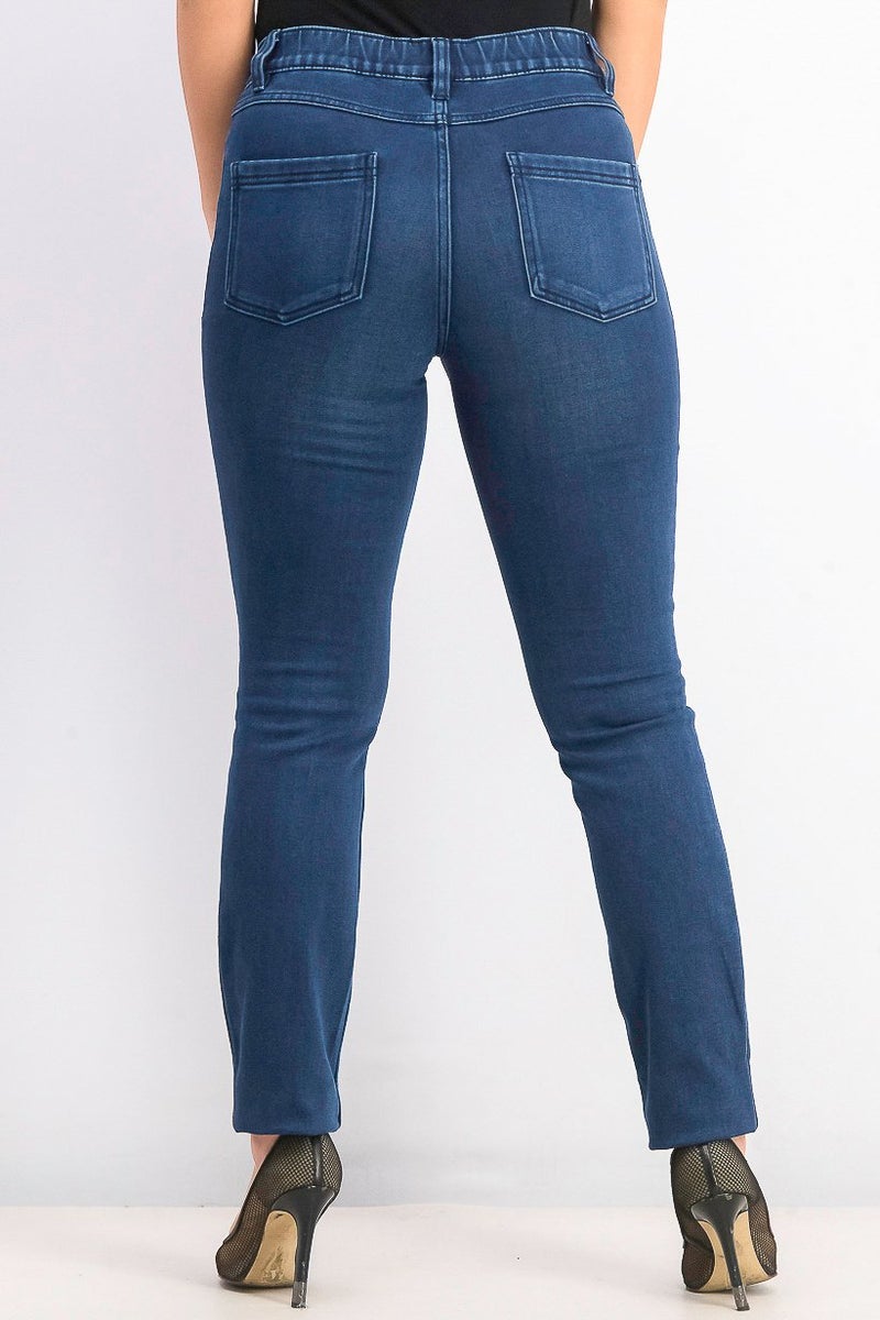 Tchibo Women Regular Fit Plain Straight Leg Pants, Blue - Image 3