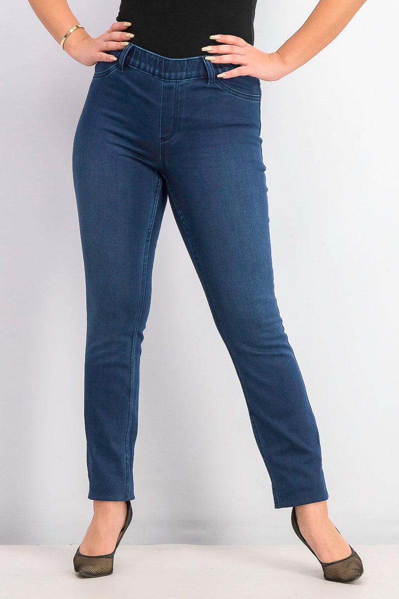 Tchibo Women Regular Fit Plain Straight Leg Pants, Blue - Image 1
