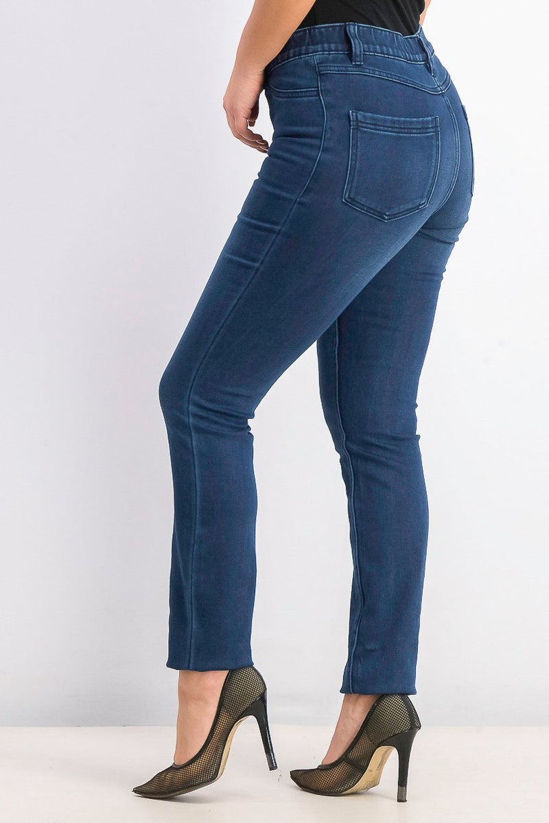 Tchibo Women Regular Fit Plain Straight Leg Pants, Blue - Image 4