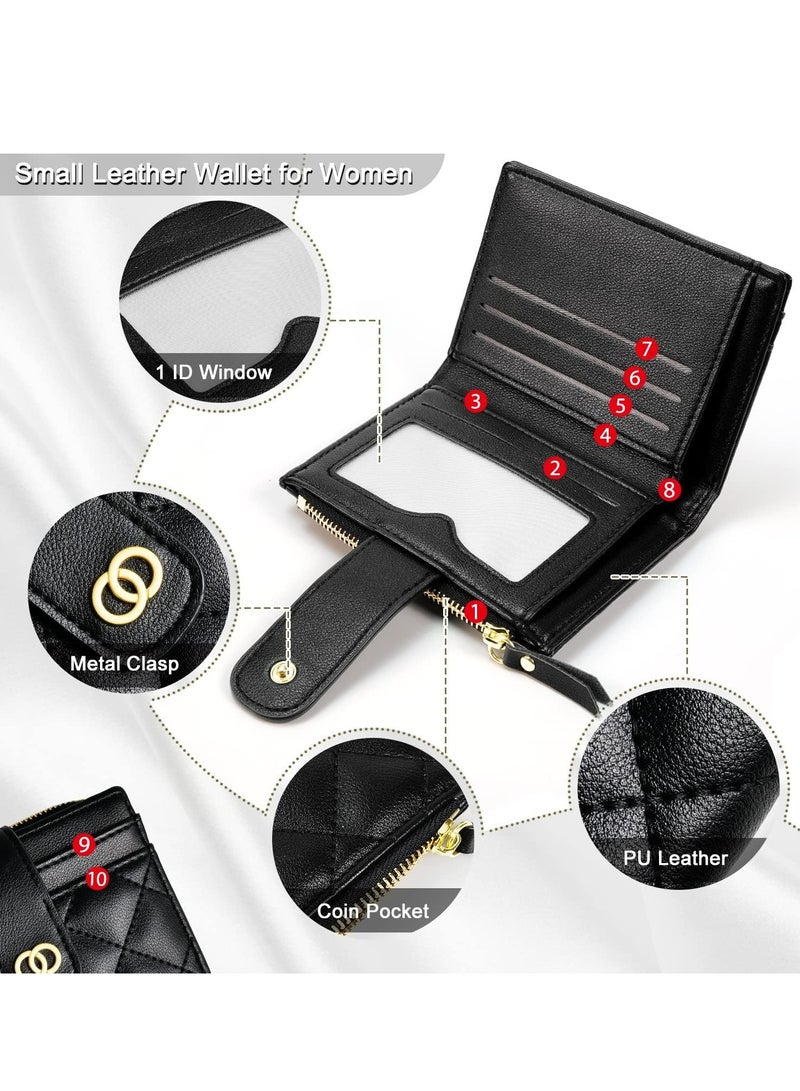 Oasisgalore Small Wallets Credit Card Holder Wallets Bifold Wallet Mini Coin Purse With ID Window(Black) - Image 2