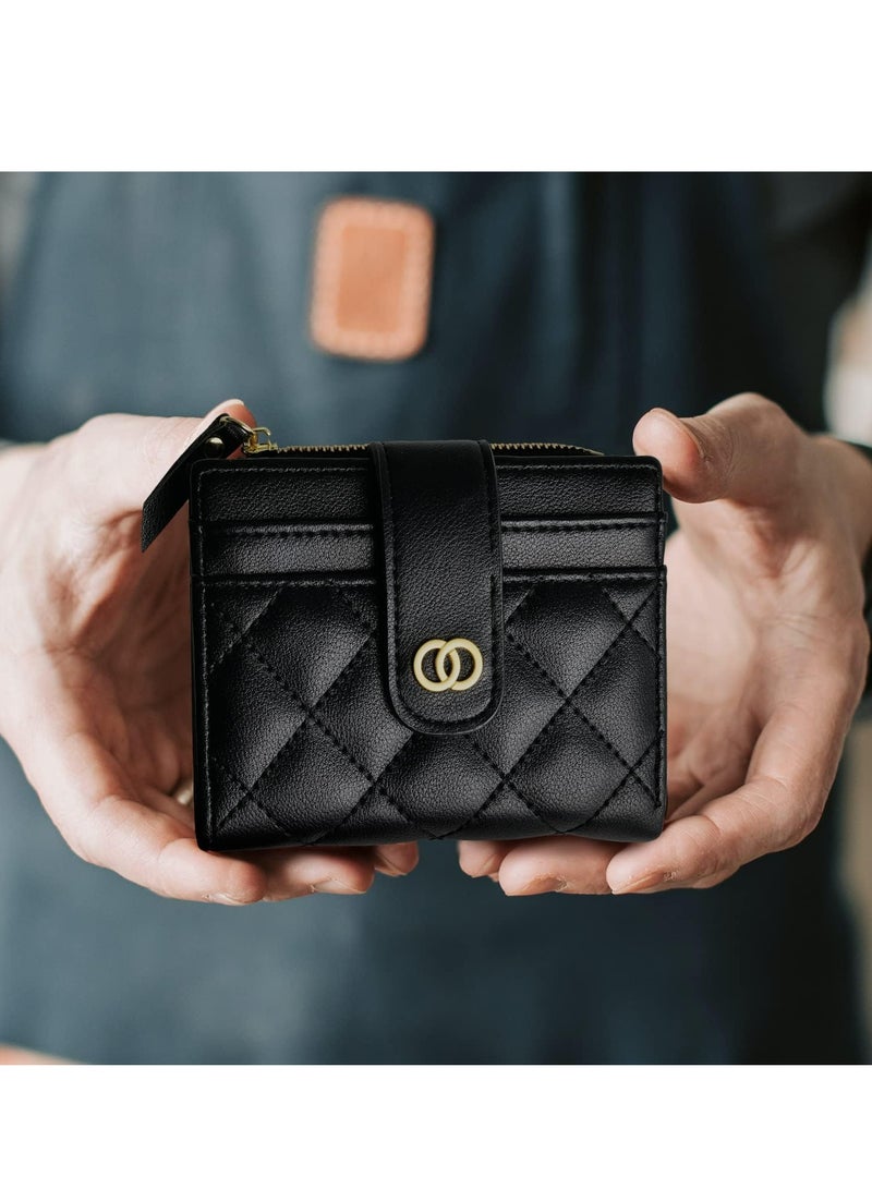 Oasisgalore Small Wallets Credit Card Holder Wallets Bifold Wallet Mini Coin Purse With ID Window(Black) - Image 5