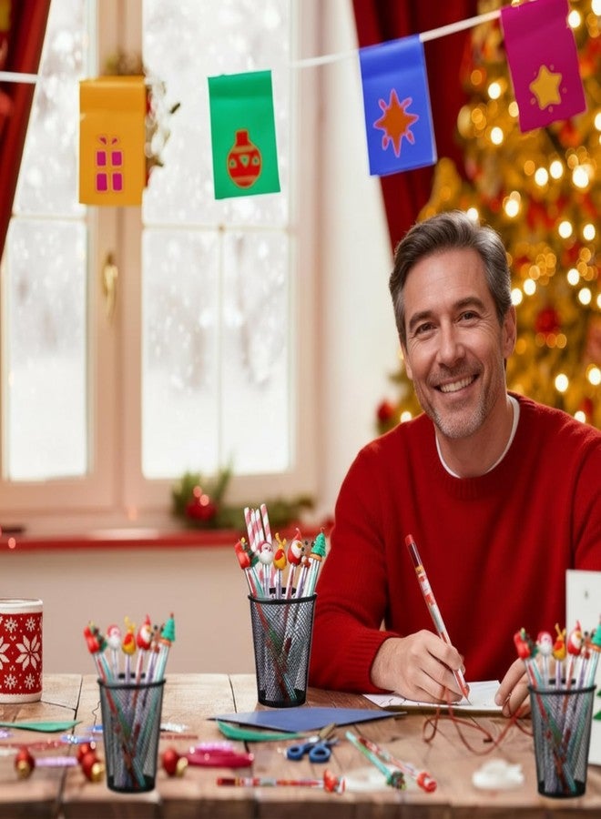 Funrous 32 Pcs Christmas Pencils Christmas Multi Point Pencils with Santa Xmas Tree Deer and Snowman Xmas Stationery for Gifts Supplies - Image 5