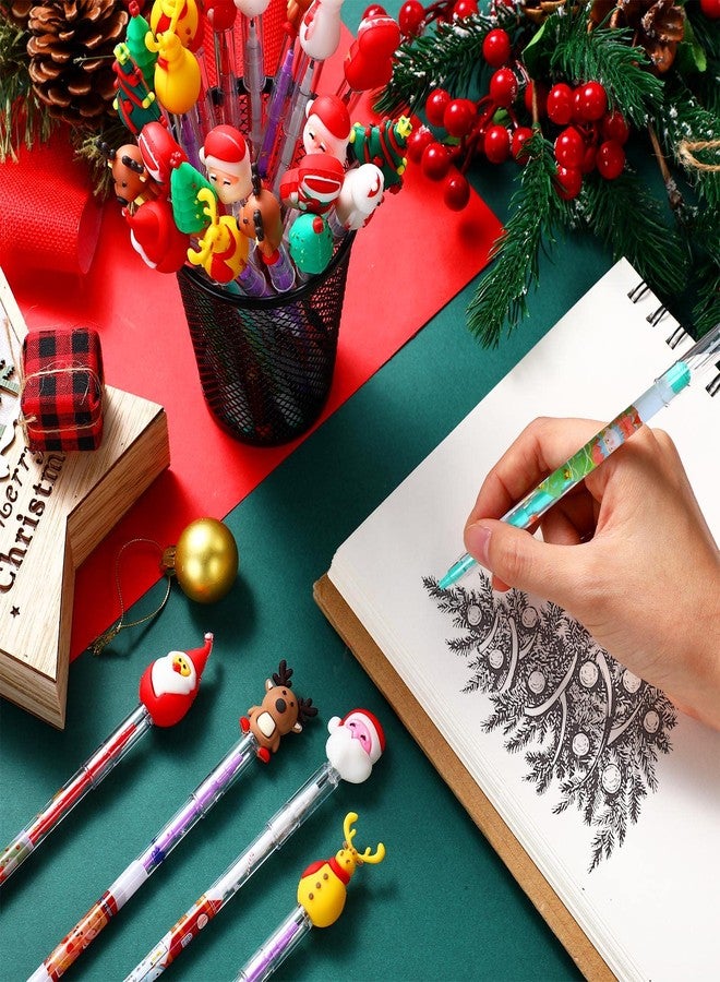 Funrous 32 Pcs Christmas Pencils Christmas Multi Point Pencils with Santa Xmas Tree Deer and Snowman Xmas Stationery for Gifts Supplies - Image 3