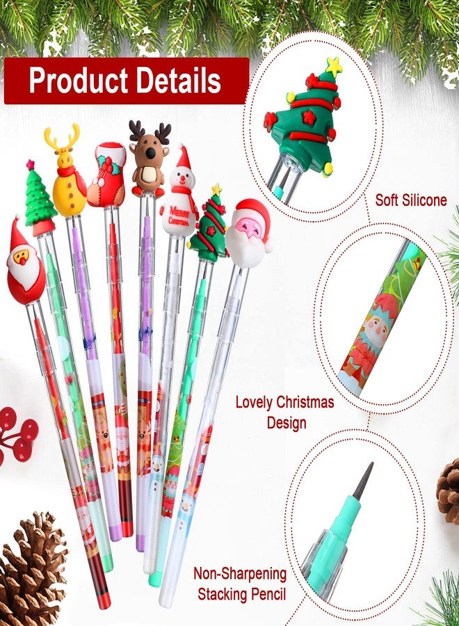 Funrous 32 Pcs Christmas Pencils Christmas Multi Point Pencils with Santa Xmas Tree Deer and Snowman Xmas Stationery for Gifts Supplies - Image 4