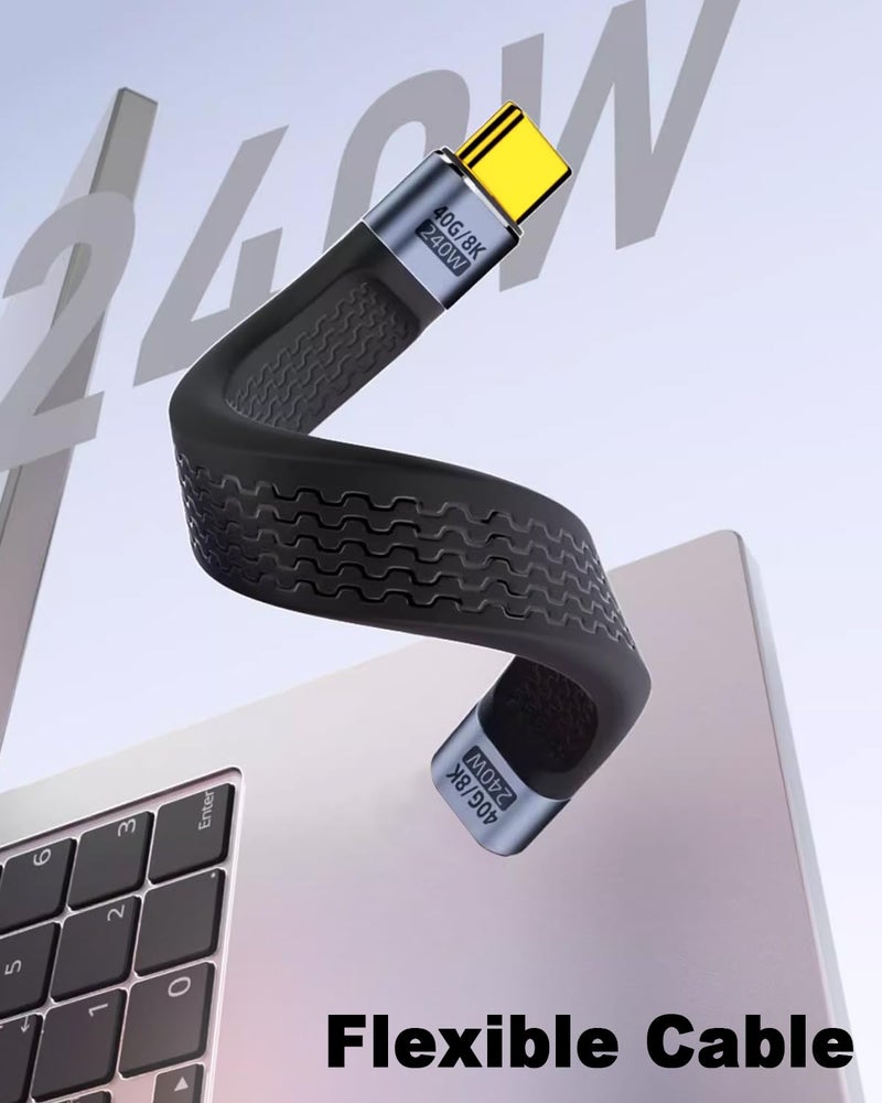 Duttek Short USB C to USB C Extension Cable 5Inch, (240W PD Fast Charging, 40Gbps, 8K Video) Short Thunderbolt 4 Extension Cable for USB 4 Cord, iPhone 15/16, MacBook, MacBook, Carplay, External SSD - Image 4