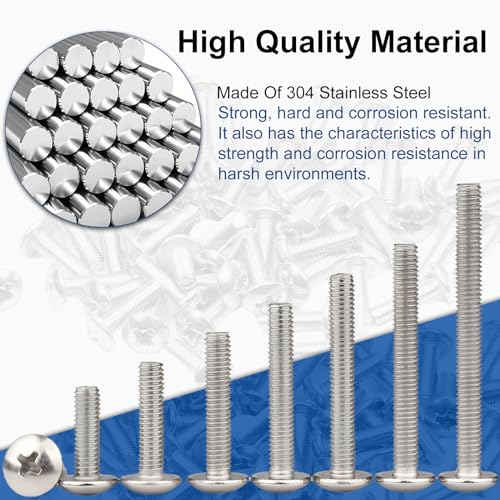 MroMax 15Pcs M4 x 6mm Truss Head Phillips Machine Screws for Cabinet Drawer Knob Pull Handle, 304 Stainless Steel 18-8, Fully Thread, Metric Silver Gray Cross Head Screws Bolts - Image 4