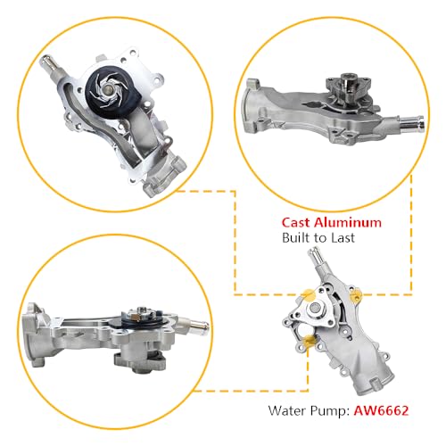 LLNSEAUTO AW6662 Coolant Water Pump with Gaskets | Fit for Buick Encore 2013-2020, Chevy Chevrolet Cruze 2011-2016, Sonic 2012-2020, Trax 2013-2020, L4 1.4L Engine | OE# 130-2140, 25192709, 55579016, 22519445 - Image 3