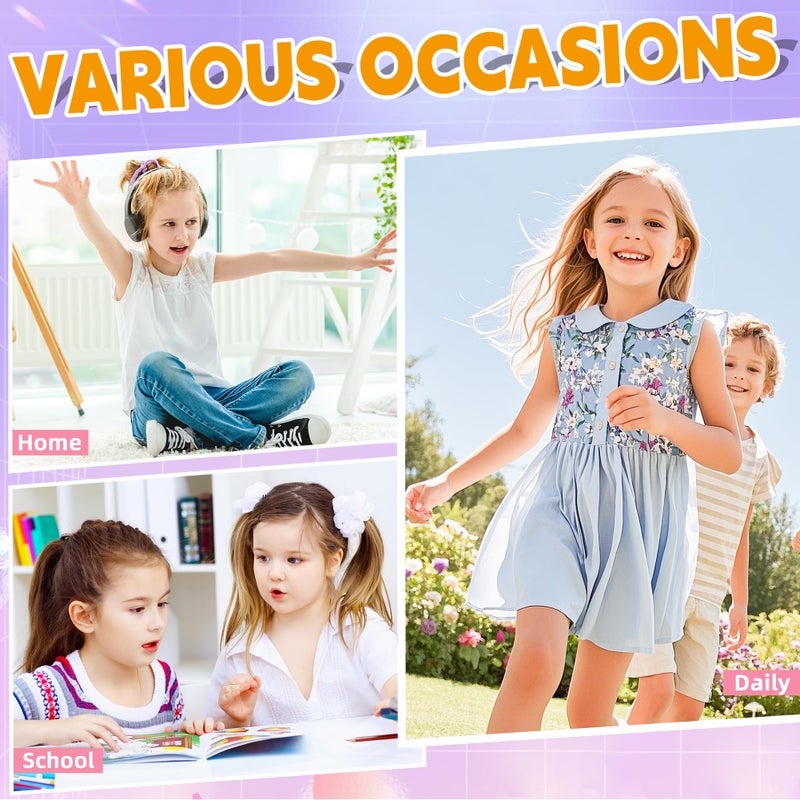 Eyean Girls Socks Little Kids Crew Cotton Youth Breathable Cute Dress Socks 6 Pairs (9-13 Years,Striped D) - Image 2