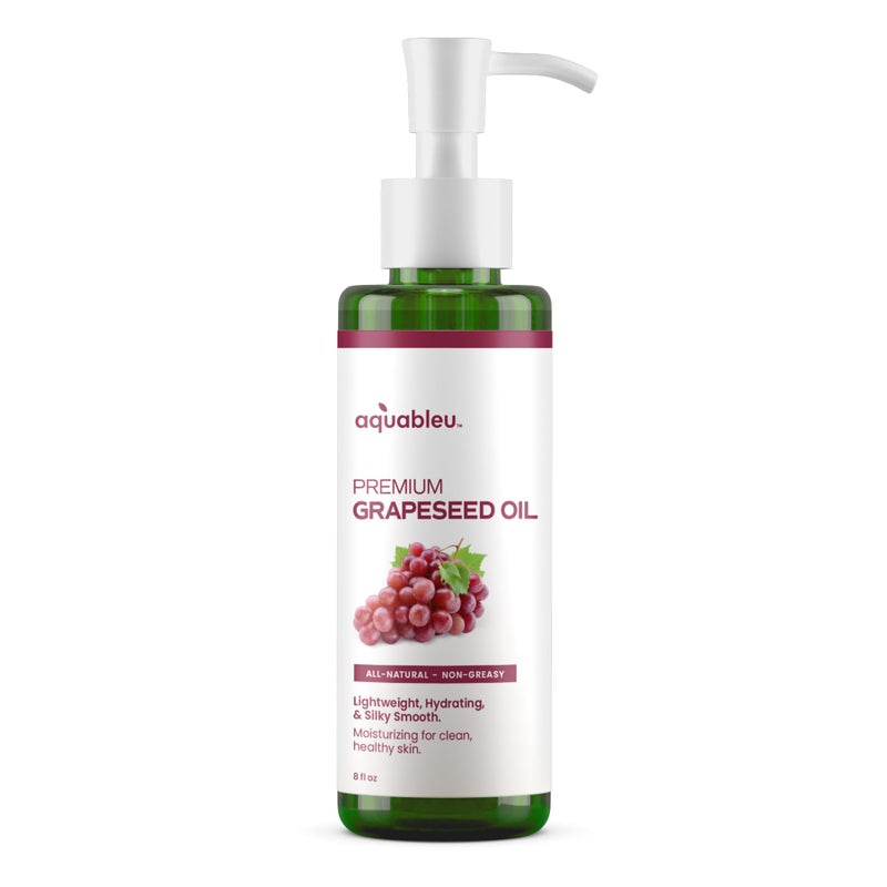 Aquableu Premium Grapeseed Oil - 100% Pure and All-Natural - Hydrating and Silky Smooth - Moisturing, for Clean and Healthy Skin, and Strong Hair - Cold Pressed - 8 oz - Image 2
