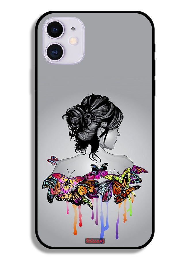 Tolwak Apple iPhone 11 Protective Case Butterflies And Girl Abstract Art - Image 2