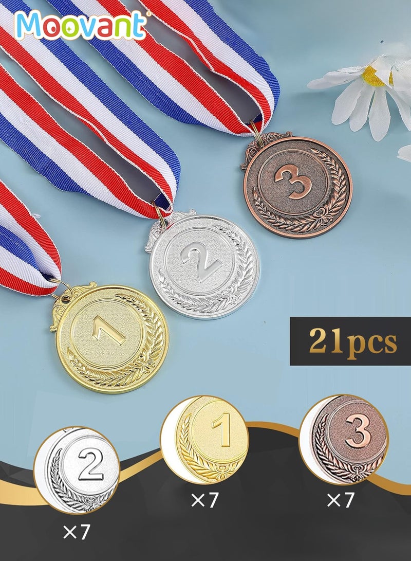 Moovant 21 قطعة من ميداليات الفائزين من سبائك الزنك والميداليات الذهبية والميداليات الفضية والميداليات البرونزية للأطفال ورقم الجائزة الرياضية وميدالية الشرف التذكارية للأطفال والكبار - Image 1