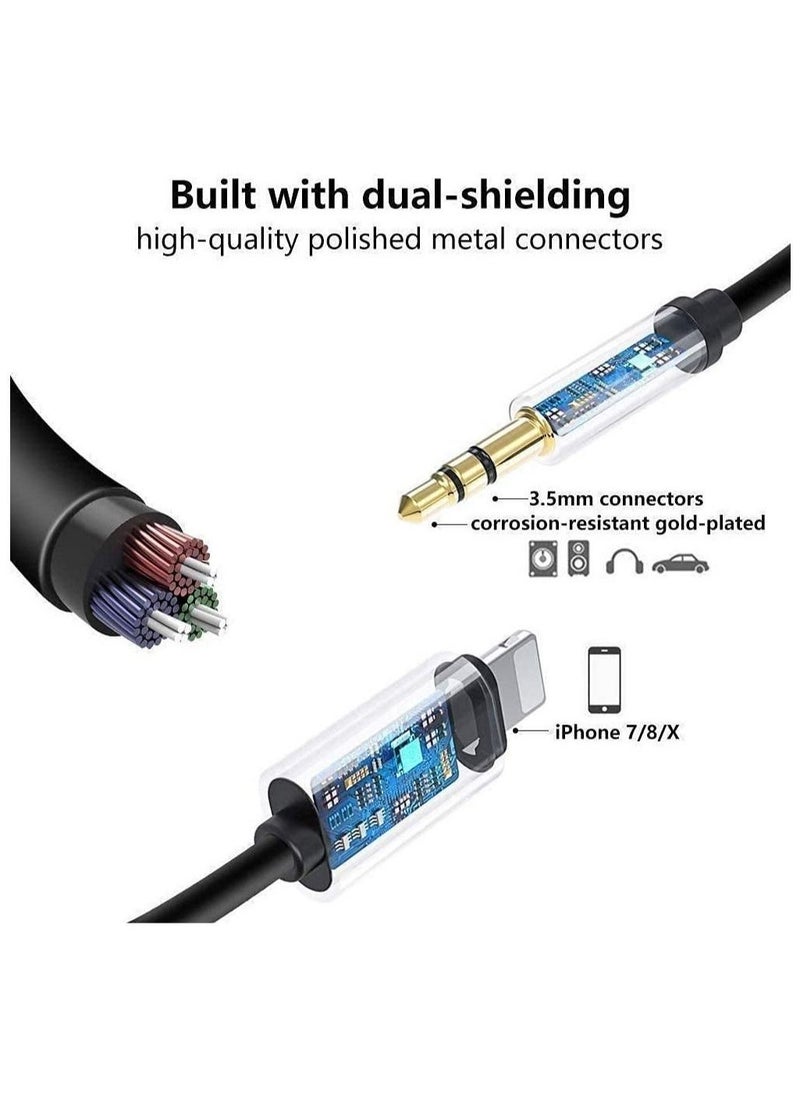 Raxoom [معتمد من Apple MFi] كابل Aux لجهاز iPhone للسيارة، Lightning إلى كابل صوت ستيريو 3.5 مم متوافق مع iPhone 13/12/11/XS/XR 8 7 لمكبر الصوت/ستيريو السيارة/سماعات الرأس - Image 2