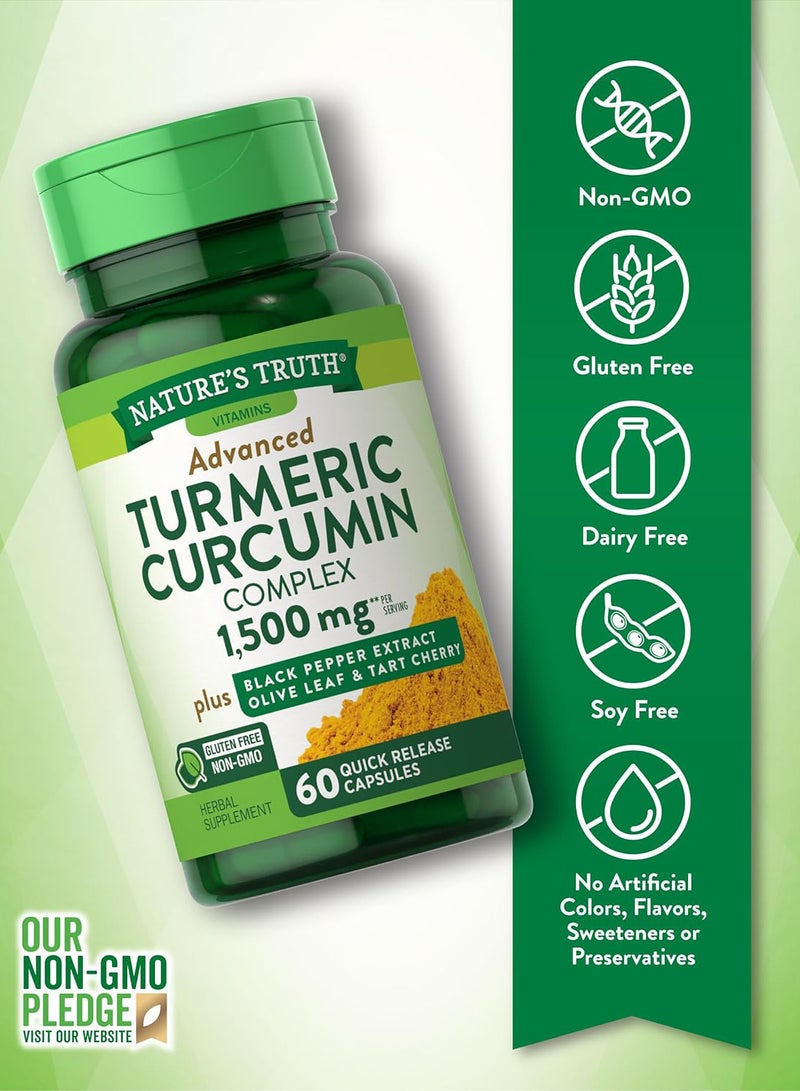 Nature's Truth Turmeric Curcumin Advanced Complex 60 Capsules - Image 3