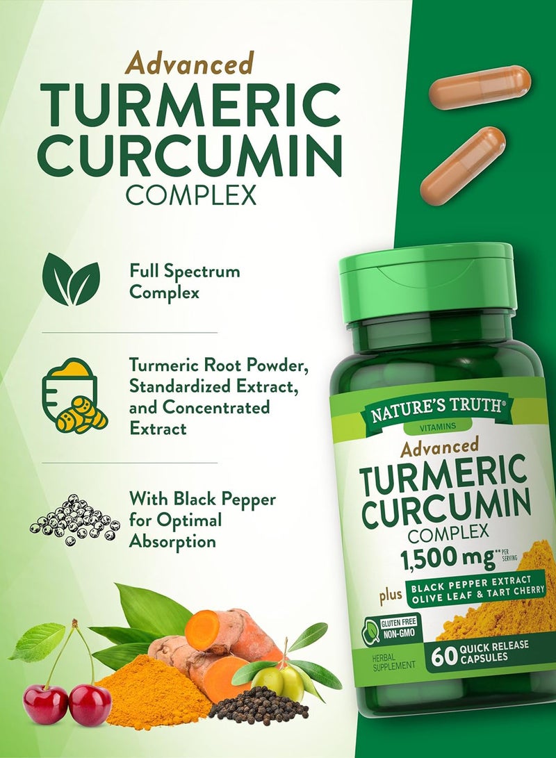 Nature's Truth Turmeric Curcumin Advanced Complex 60 Capsules - Image 5