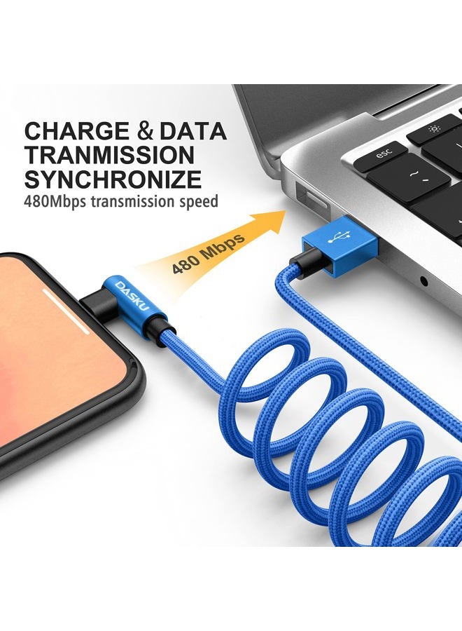 Dasku 90 Degree iPhone Charger 10FT 2Pack [MFi Certified] USB Lightning Cable 10 Foot Right Angle Nylon Braided Apple Charging Cord Compatible with iPhone 14/13/12/11/Pro/Max/Mini/X/Plus/8/7/6/5/Plus/iPad - Image 2