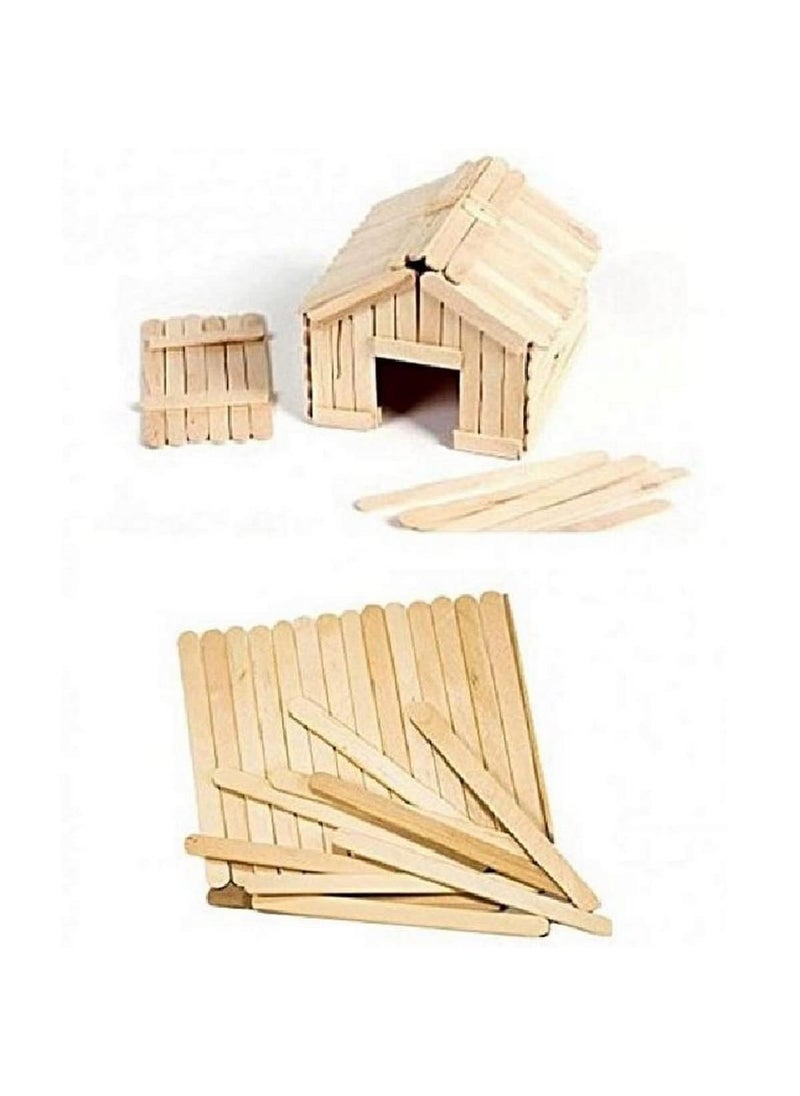 RETAILVIBES RETAILVIBES Natural Wooden Ice Cream SticksPopsicle Sticks Ideal for Arts Craft DIY and School Projects 50 Pcs  - Image 4