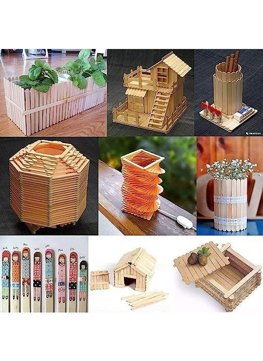 RETAILVIBES RETAILVIBES Natural Wooden Ice Cream SticksPopsicle Sticks Ideal for Arts Craft DIY and School Projects 50 Pcs  - Image 5
