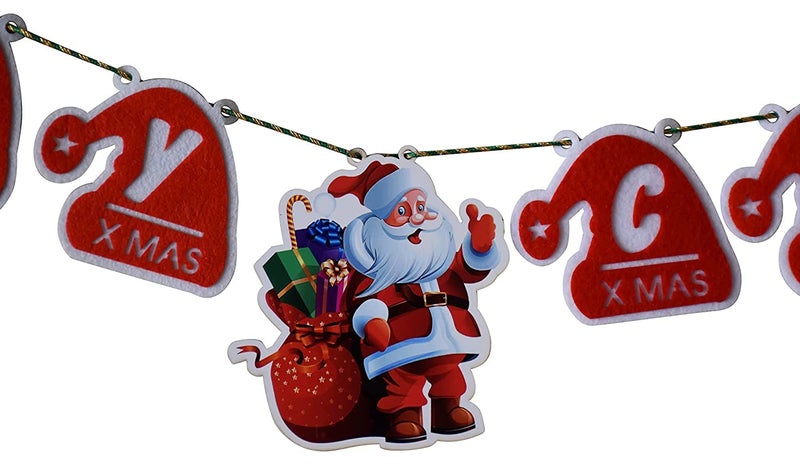 RSAAUD RSAAUD Merry Christmas Banner Santa Clause Cap Christmas Banner Decoration Garland for Christmas Holiday Party Home Indoor Office Decorations Felt Christmas Decoration Banner - Image 3