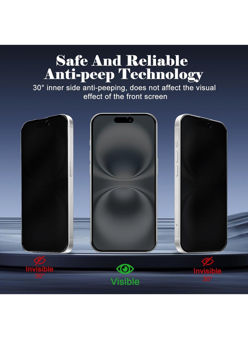 Rock Pow 2 pcs Tempered Glass Compatible with iPhone 16 Privacy Screen Protector [Anti-Spy] [Anti-Scratch] [9H Hardness] Tempered Glass for iPhone 16 6.1-Inch - Image 4